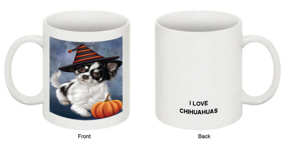 Happy Halloween Chihuahua Dog Wearing Witch Hat with Pumpkin Coffee Mug MUG50282