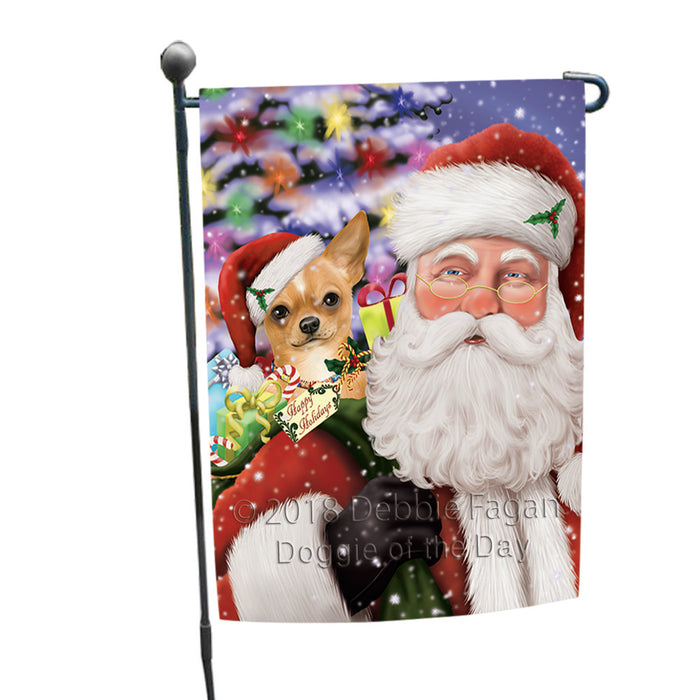 Santa Carrying Chihuahua Dog and Christmas Presents Garden Flag GFLG54042