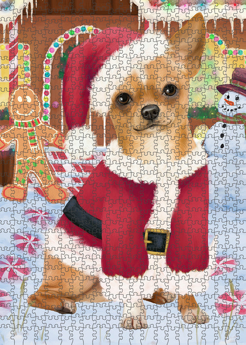 Christmas Gingerbread House Candyfest Chihuahua Dog Puzzle with Photo Tin PUZL93416