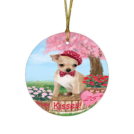 Rosie 25 Cent Kisses Chihuahua Dog Round Flat Christmas Ornament RFPOR56796