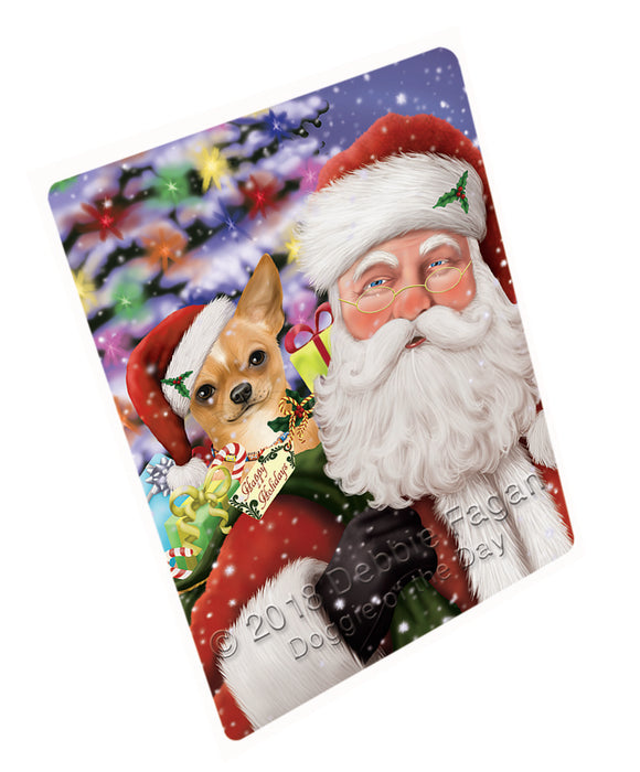Santa Carrying Chihuahua Dog and Christmas Presents Large Refrigerator / Dishwasher Magnet RMAG84762