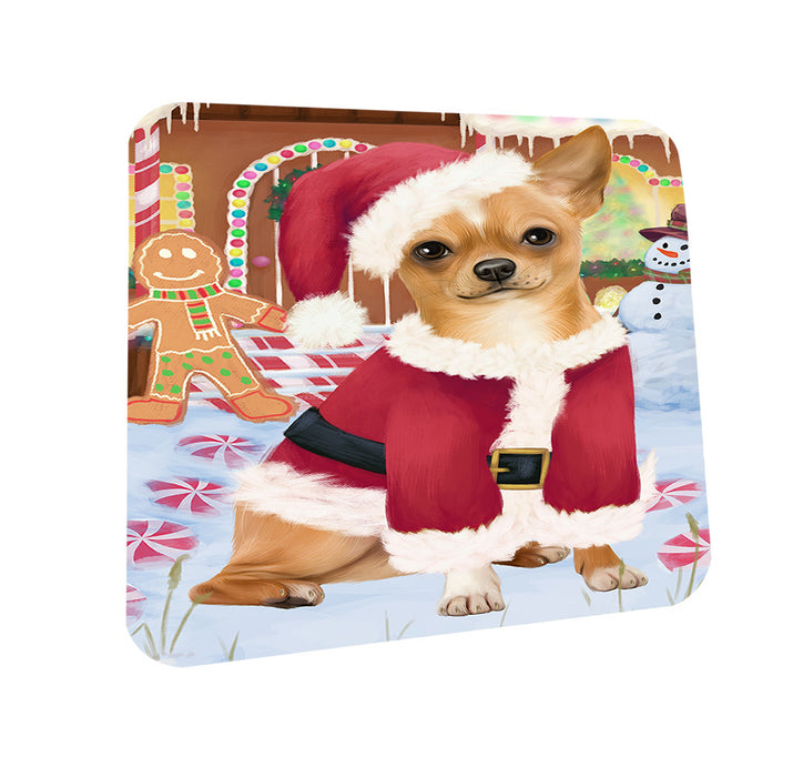 Christmas Gingerbread House Candyfest Chihuahua Dog Coasters Set of 4 CST56262