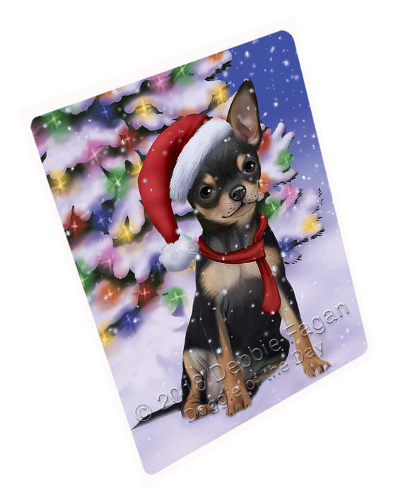 Winterland Wonderland Chihuahua Dog In Christmas Holiday Scenic Background  Cutting Board C64590