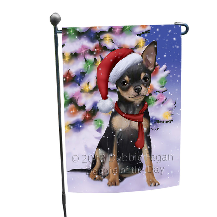 Winterland Wonderland Chihuahua Dog In Christmas Holiday Scenic Background  Garden Flag GFLG53444