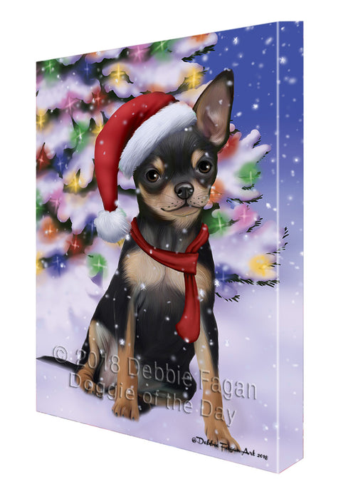 Winterland Wonderland Chihuahua Dog In Christmas Holiday Scenic Background  Canvas Print Wall Art Décor CVS98288