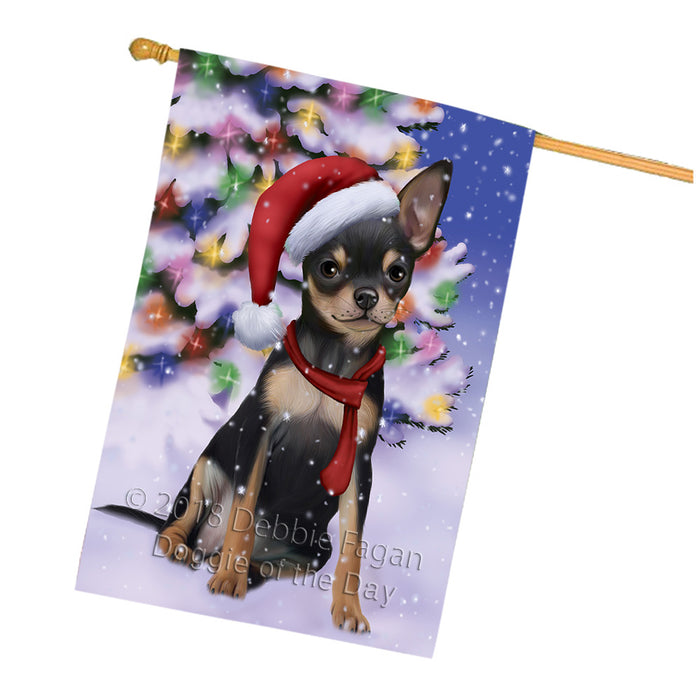 Winterland Wonderland Chihuahua Dog In Christmas Holiday Scenic Background  House Flag FLG53580