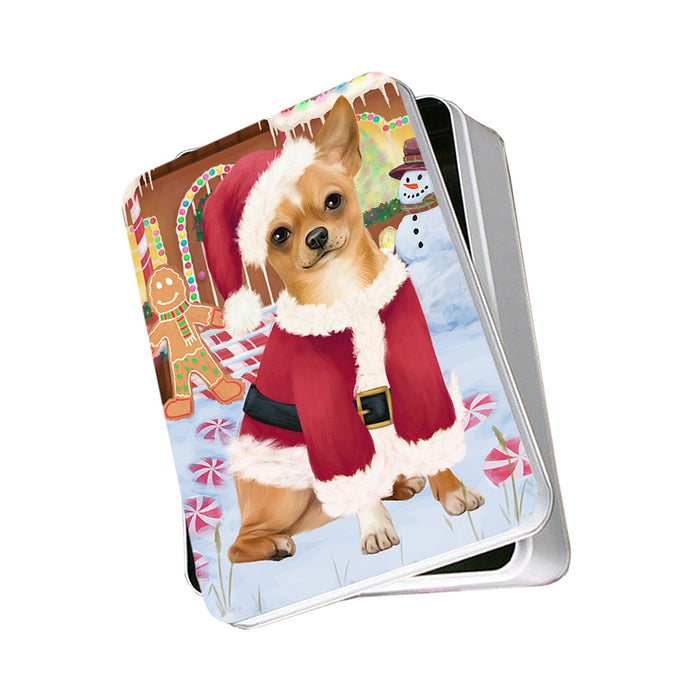 Christmas Gingerbread House Candyfest Chihuahua Dog Photo Storage Tin PITN56247