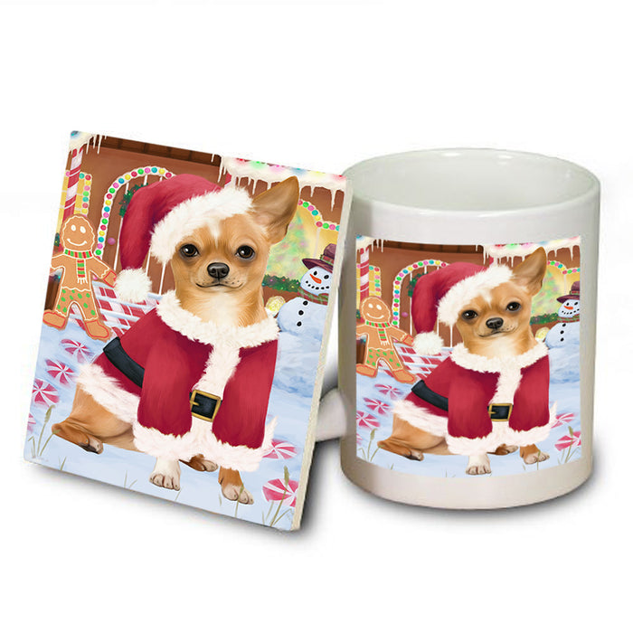 Christmas Gingerbread House Candyfest Chihuahua Dog Mug and Coaster Set MUC56296