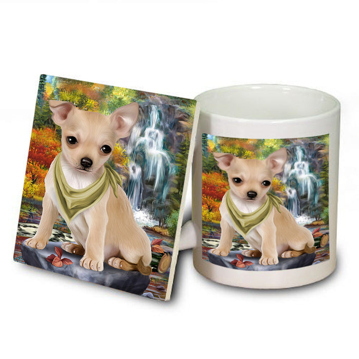 Scenic Waterfall Chihuahua Dog Mug and Coaster Set MUC51848