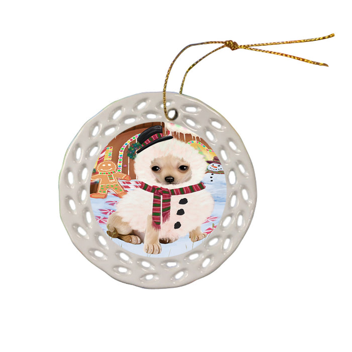 Christmas Gingerbread House Candyfest Chihuahua Dog Ceramic Doily Ornament DPOR56661