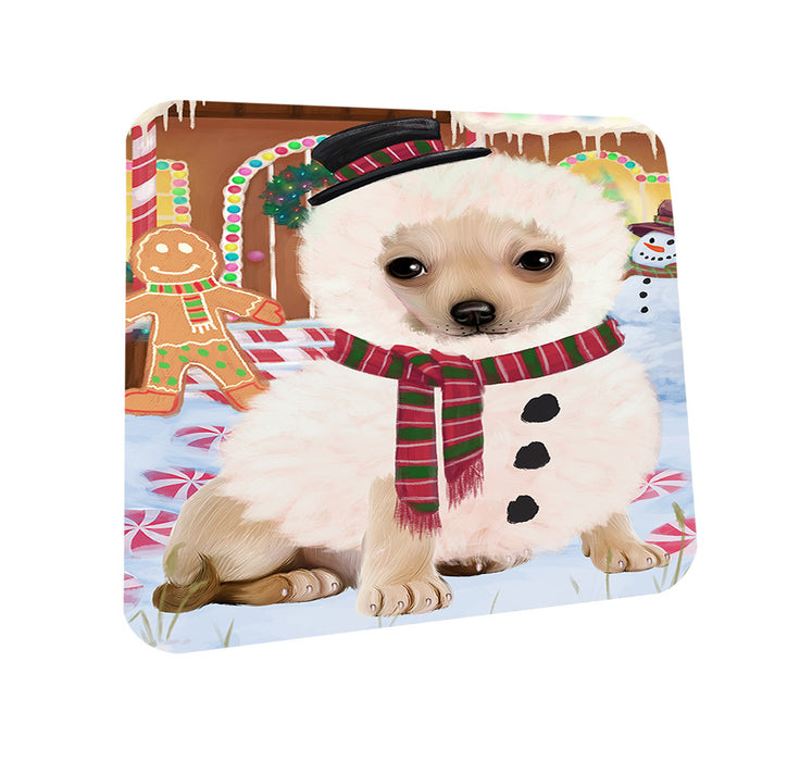 Christmas Gingerbread House Candyfest Chihuahua Dog Coasters Set of 4 CST56263