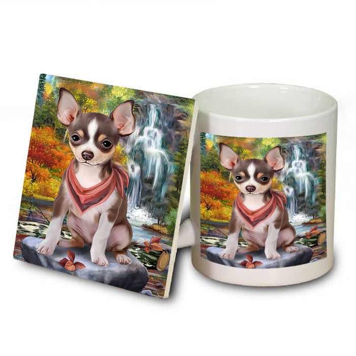 Scenic Waterfall Chihuahua Dog Mug and Coaster Set MUC51849