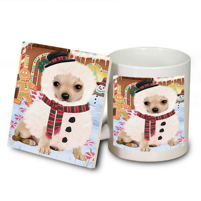 Christmas Gingerbread House Candyfest Chihuahua Dog Mug and Coaster Set MUC56297