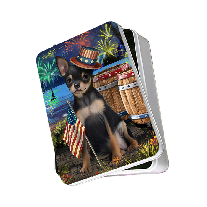 4th of July Independence Day Fireworks Chihuahua Dog at the Lake Photo Storage Tin PITN51121