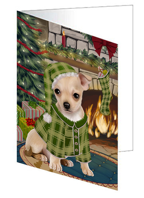 The Stocking was Hung Boston Terrier Dog Handmade Artwork Assorted Pets Greeting Cards and Note Cards with Envelopes for All Occasions and Holiday Seasons GCD70223