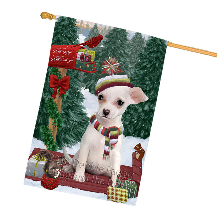 Merry Christmas Woodland Sled Chihuahua Dog House Flag FLG55328
