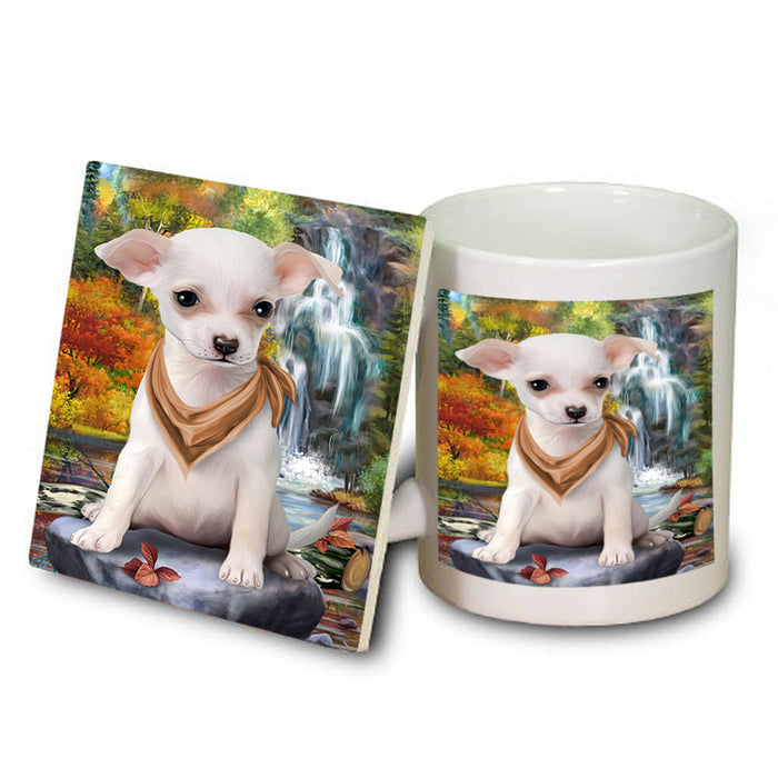 Scenic Waterfall Chihuahua Dog Mug and Coaster Set MUC51850