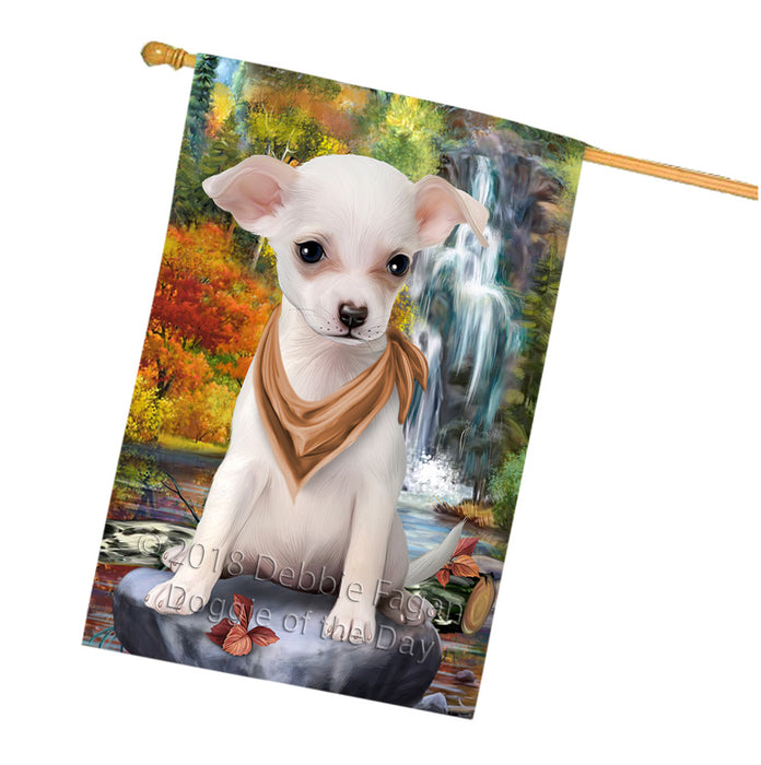 Scenic Waterfall Chihuahua Dog House Flag FLG51991