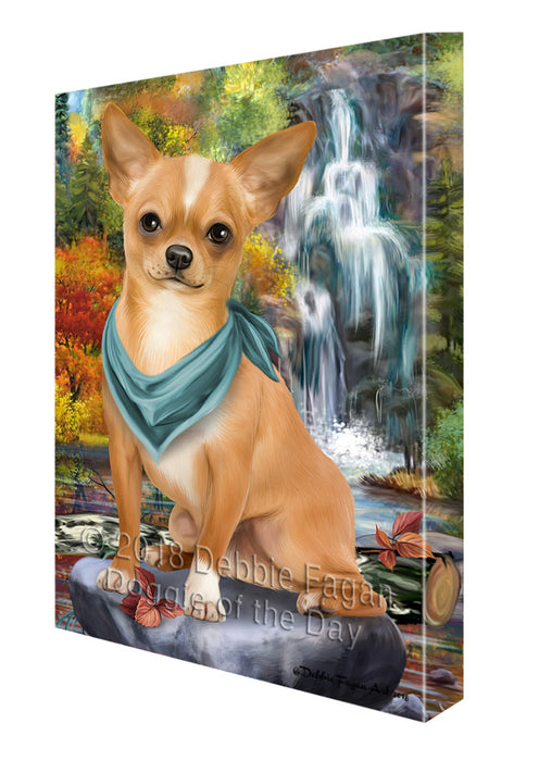 Scenic Waterfall Chihuahua Dog Canvas Print Wall Art Décor CVS83996