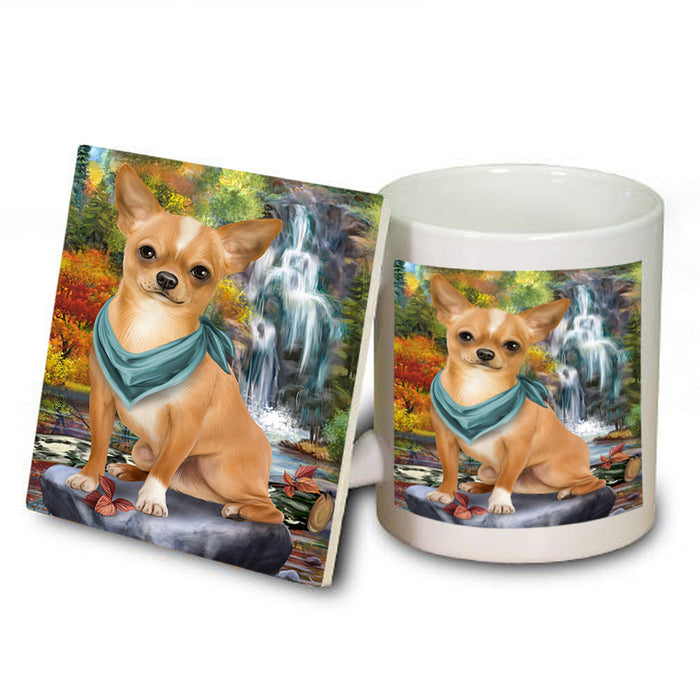 Scenic Waterfall Chihuahua Dog Mug and Coaster Set MUC51851