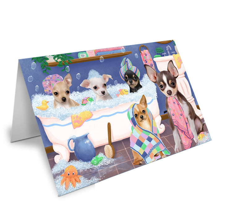 Rub A Dub Dogs In A Tub Chihuahuas Dog Handmade Artwork Assorted Pets Greeting Cards and Note Cards with Envelopes for All Occasions and Holiday Seasons GCD74855