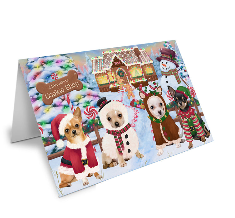Holiday Gingerbread Cookie Shop Chihuahuas Dog Handmade Artwork Assorted Pets Greeting Cards and Note Cards with Envelopes for All Occasions and Holiday Seasons GCD73691