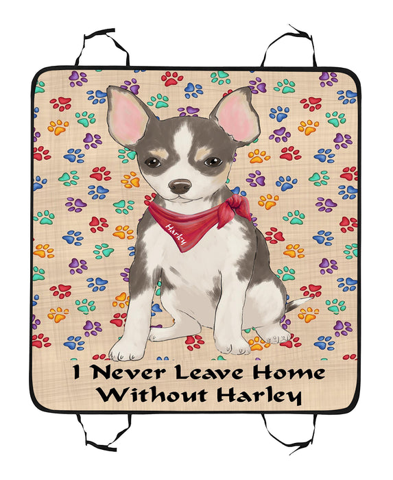 Personalized I Never Leave Home Paw Print Chihuahua Dogs Pet Back Car Seat Cover