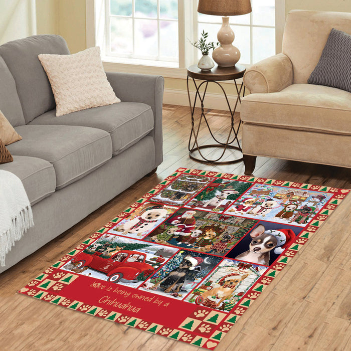 Love is Being Owned Christmas Chihuahua Dogs Area Rug