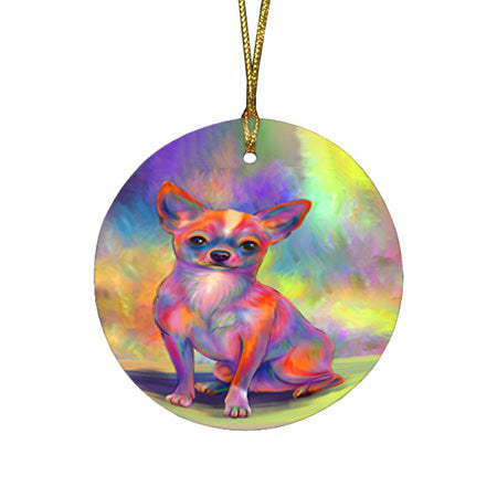 Paradise Wave Chihuahua Dog Round Flat Christmas Ornament RFPOR57058