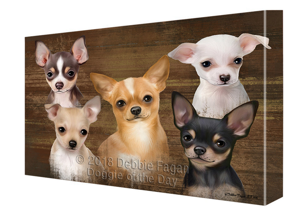Rustic 5 Chihuahuas Dog Canvas Wall Art CVS61581