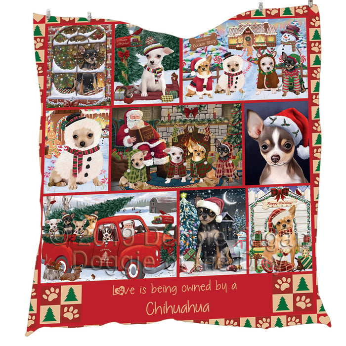 Love is Being Owned Christmas Chihuahua Dogs Quilt