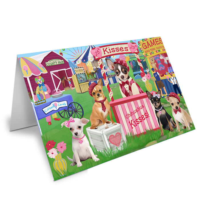 Carnival Kissing Booth Chihuahuas Dog Handmade Artwork Assorted Pets Greeting Cards and Note Cards with Envelopes for All Occasions and Holiday Seasons GCD73373