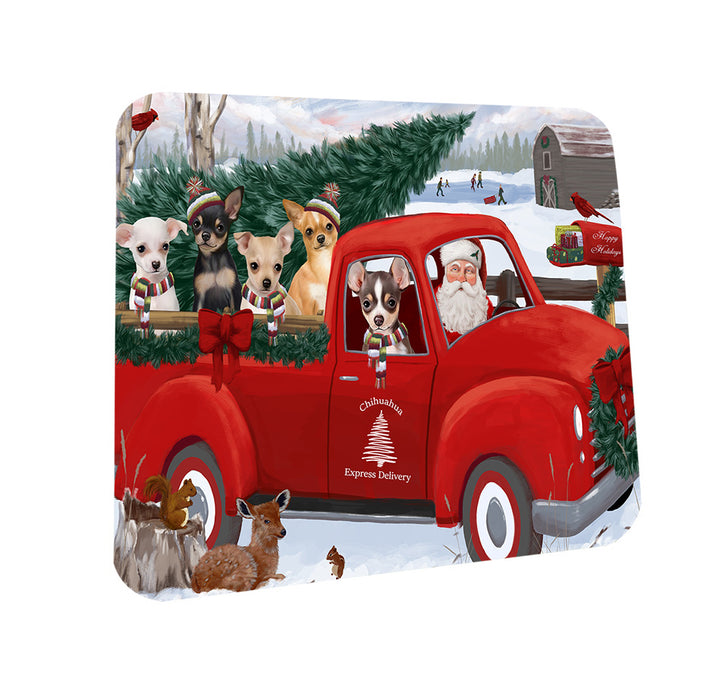 Christmas Santa Express Delivery Chihuahuas Dog Family Coasters Set of 4 CST54985