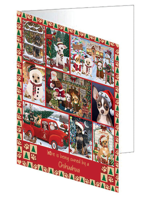Love is Being Owned Christmas Chihuahua Dogs Handmade Artwork Assorted Pets Greeting Cards and Note Cards with Envelopes for All Occasions and Holiday Seasons GCD78875