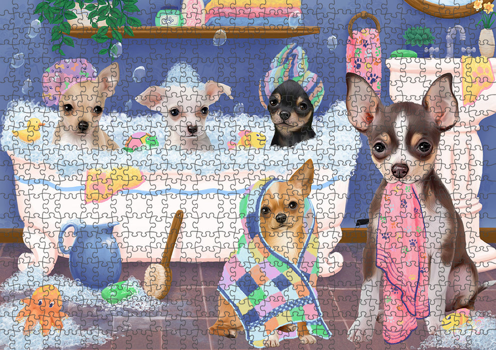 Rub A Dub Dogs In A Tub Chihuahuas Dog Puzzle with Photo Tin PUZL95320