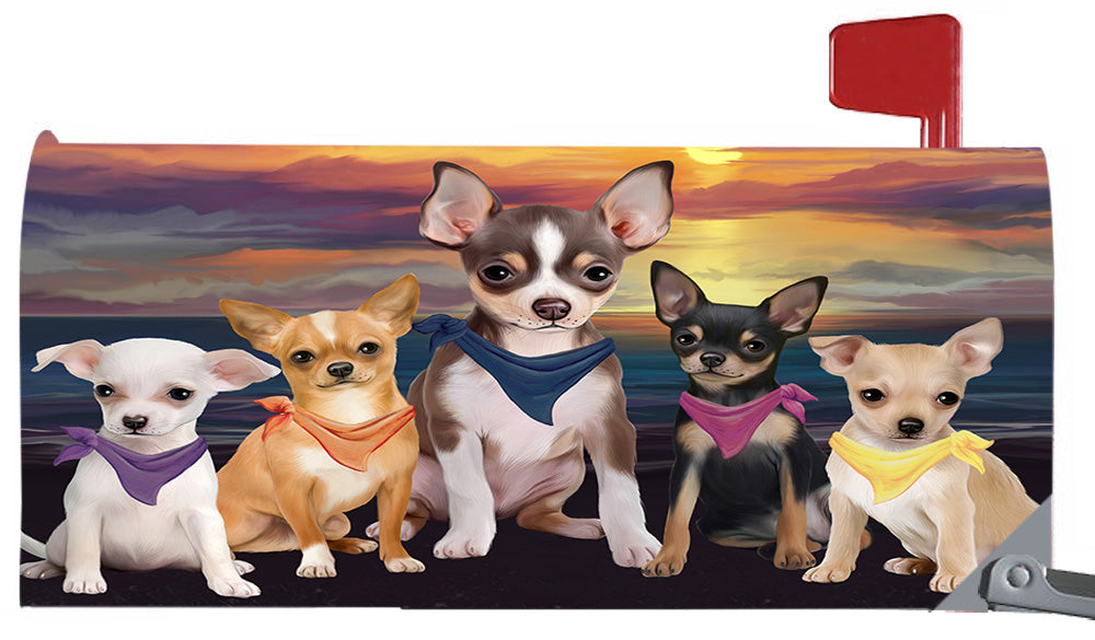 Family Sunset Portrait Chihuahua Dogs Magnetic Mailbox Cover MBC48464