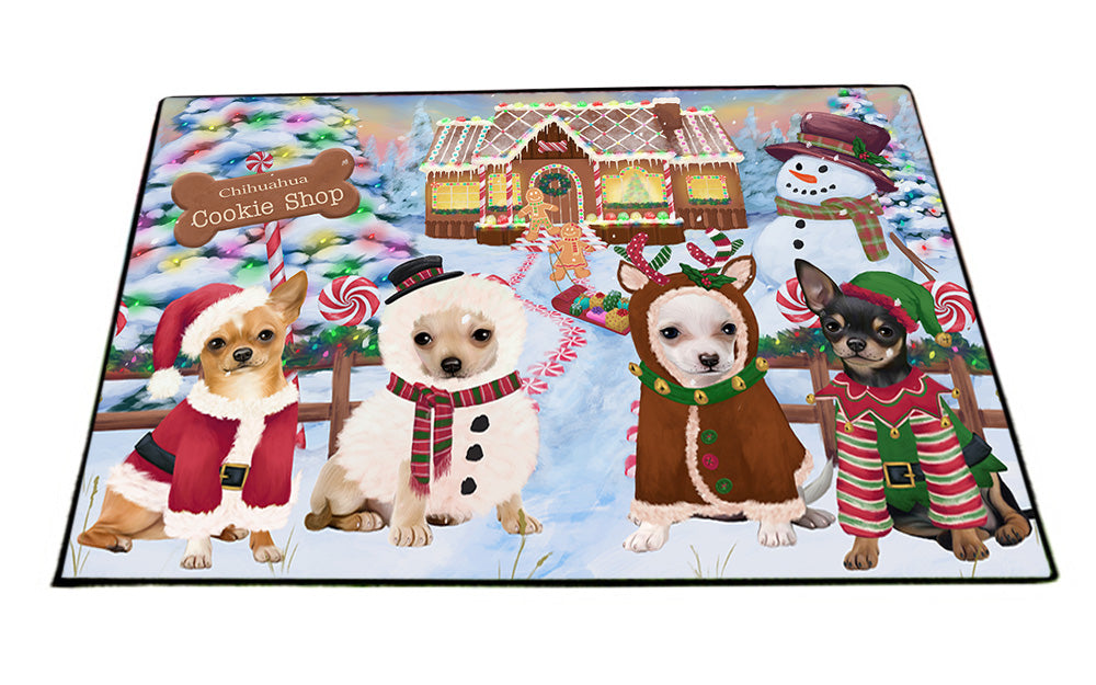 Holiday Gingerbread Cookie Shop Chihuahuas Dog Floormat FLMS53223