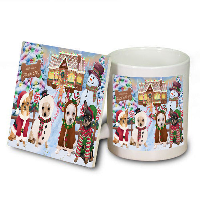 Holiday Gingerbread Cookie Shop Chihuahuas Dog Mug and Coaster Set MUC56384