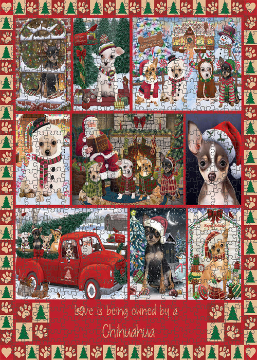 Love is Being Owned Christmas Chihuahua Dogs Puzzle with Photo Tin PUZL99340