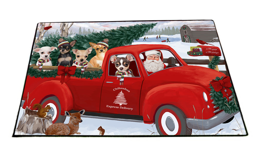Christmas Santa Express Delivery Chihuahuas Dog Family Floormat FLMS52368