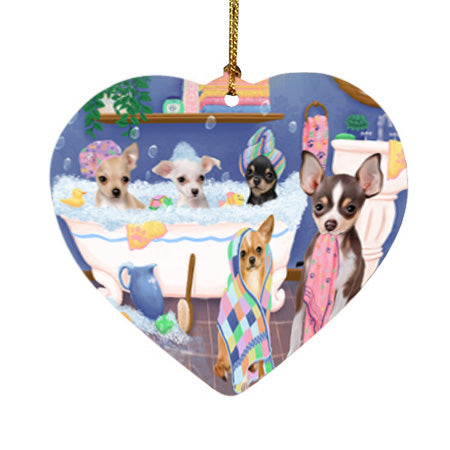 Rub A Dub Dogs In A Tub Chihuahuas Dog Heart Christmas Ornament HPOR57136