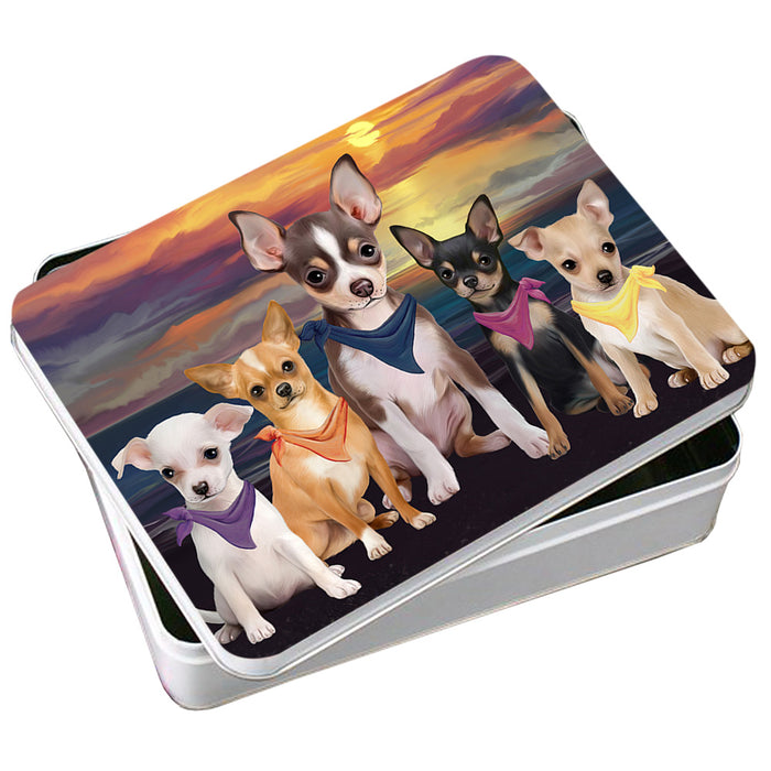 Family Sunset Portrait Chihuahuas Dog Photo Storage Tin PITN50249