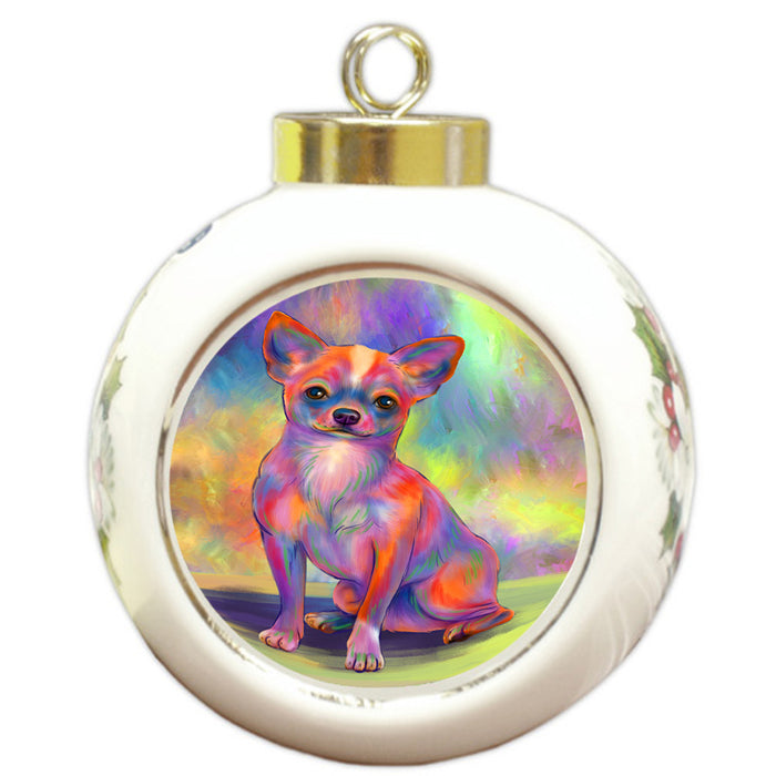 Paradise Wave Chihuahua Dog Round Ball Christmas Ornament RBPOR57058