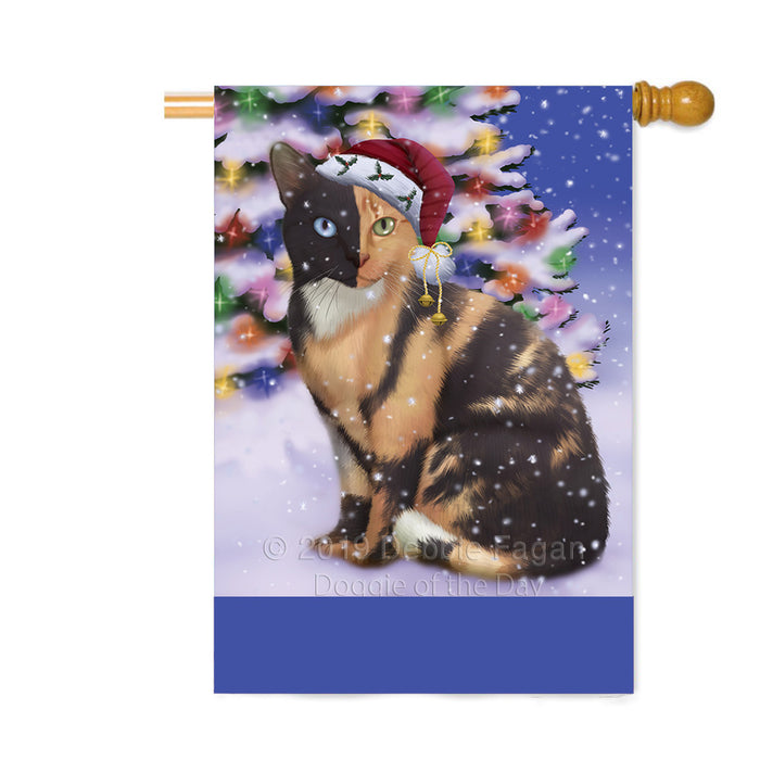 Personalized Winterland Wonderland Chimera Cat In Christmas Holiday Scenic Background Custom House Flag FLG-DOTD-A61340