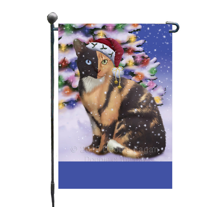 Personalized Winterland Wonderland Chimera Cat In Christmas Holiday Scenic Background Custom Garden Flags GFLG-DOTD-A61284
