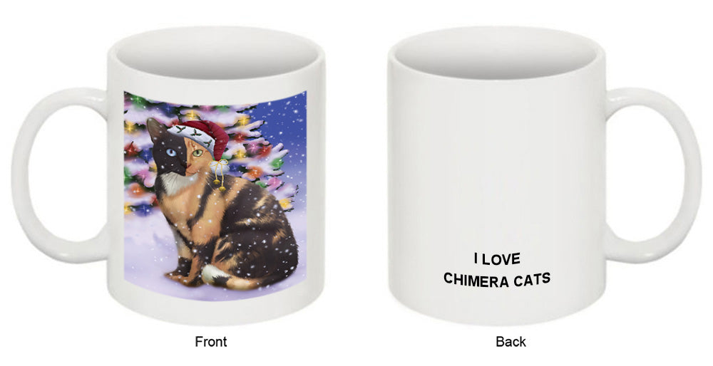 Winterland Wonderland Chimera Cat In Christmas Holiday Scenic Background Coffee Mug MUG51096