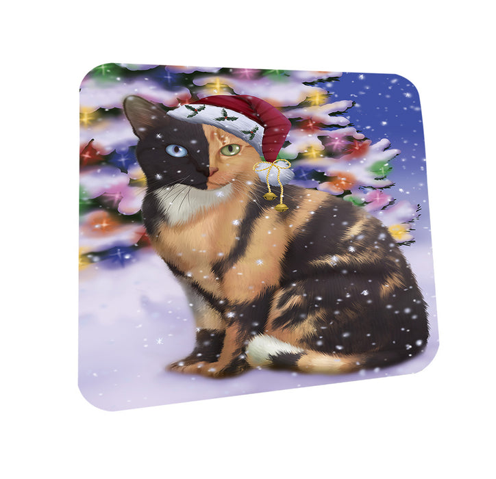 Winterland Wonderland Chimera Cat In Christmas Holiday Scenic Background Coasters Set of 4 CST55656