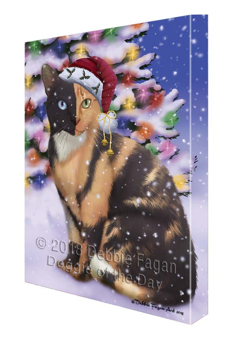 Winterland Wonderland Chimera Cat In Christmas Holiday Scenic Background Canvas Print Wall Art Décor CVS121211