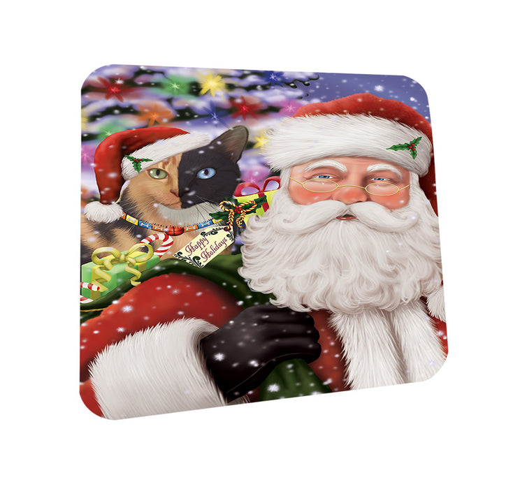 Santa Carrying Chimera Cat and Christmas Presents Coasters Set of 4 CST55458