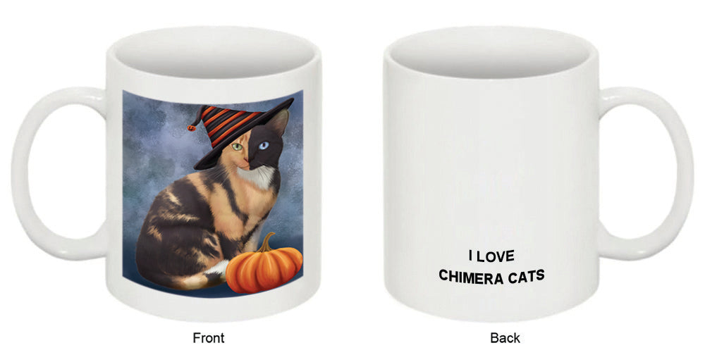Happy Halloween Chimera Cat Wearing Witch Hat with Pumpkin Coffee Mug MUG50283